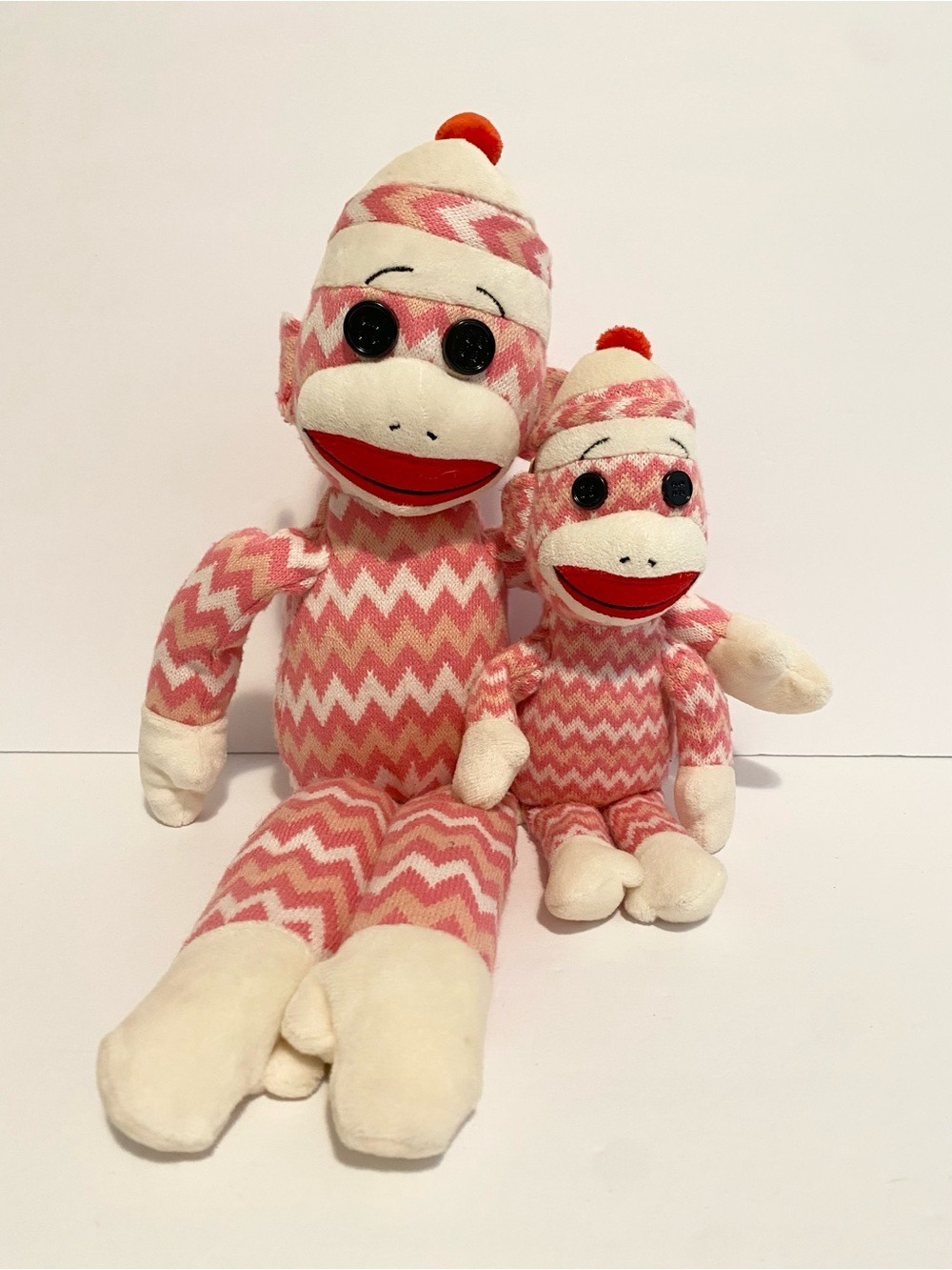 Ty Socks the Sock Monkey Pink Striped Plush Beanie Baby Buddy 15” 9” Toy Lot